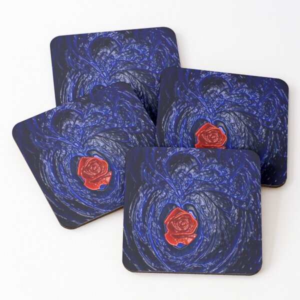 Item preview, Blue Fractal With Red Rose Like Plastic Style designed and sold by LuciaS.