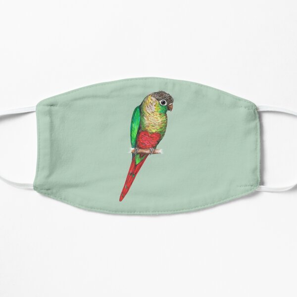Conure with a heart on its belly Flat Mask