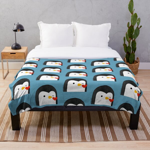 Penguin Kiss Emoji Throw Blanket