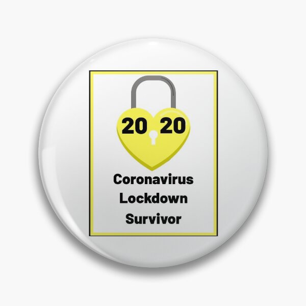 Aperçu de l'œuvre Une serrure jaune en forme de cœur avec les mots Coronavirus Lockdown Survivor 2020 créée et vendue par AnnaBBS.