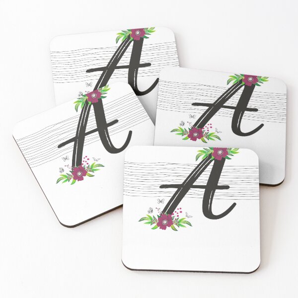Item preview, Initial A- Letter A Monogram with Flowers & Butterflies designed and sold by Tetete.