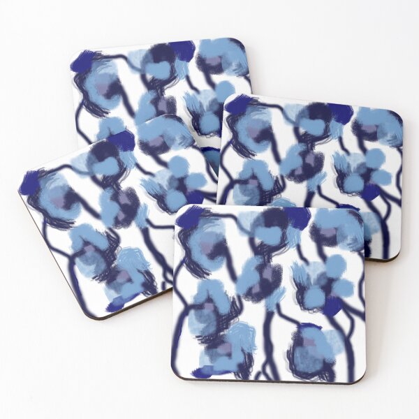 Item preview, FLORAL BLUE AND NAVY BLUE ABSTRACT SURREAL FLOWER DESIGN  designed and sold by ozcushionstoo.