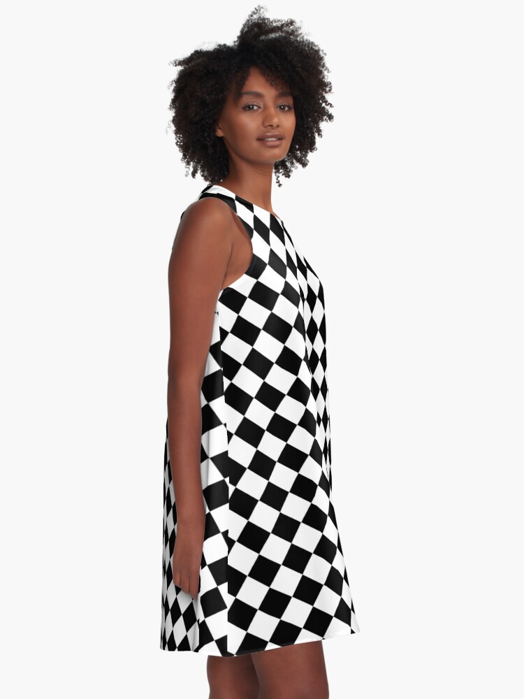 black and white square dress