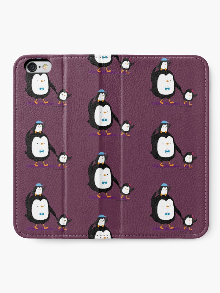 Alternate view of Dad Penguin with his daughter and son penguins iPhone Wallet