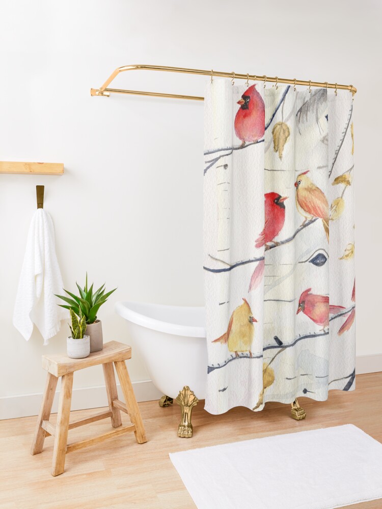 "Winter Song 4 Cardinal birds" Shower Curtain for Sale by MellyTerp