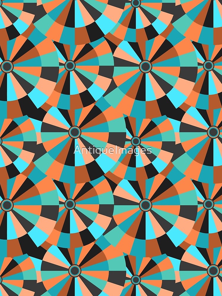 Futurist Circles Aqua and Orange Fantasy by AntiqueImages