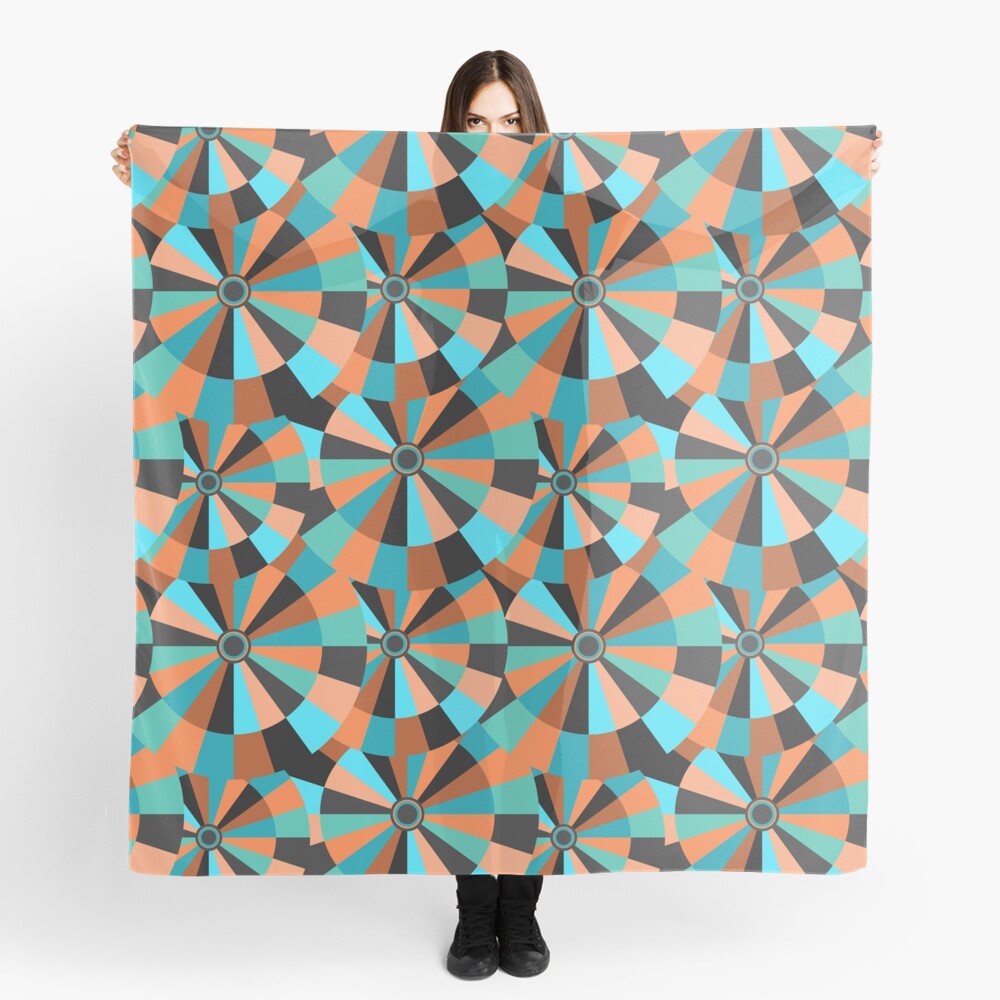 Futurist Circles Aqua and Orange Fantasy Scarf