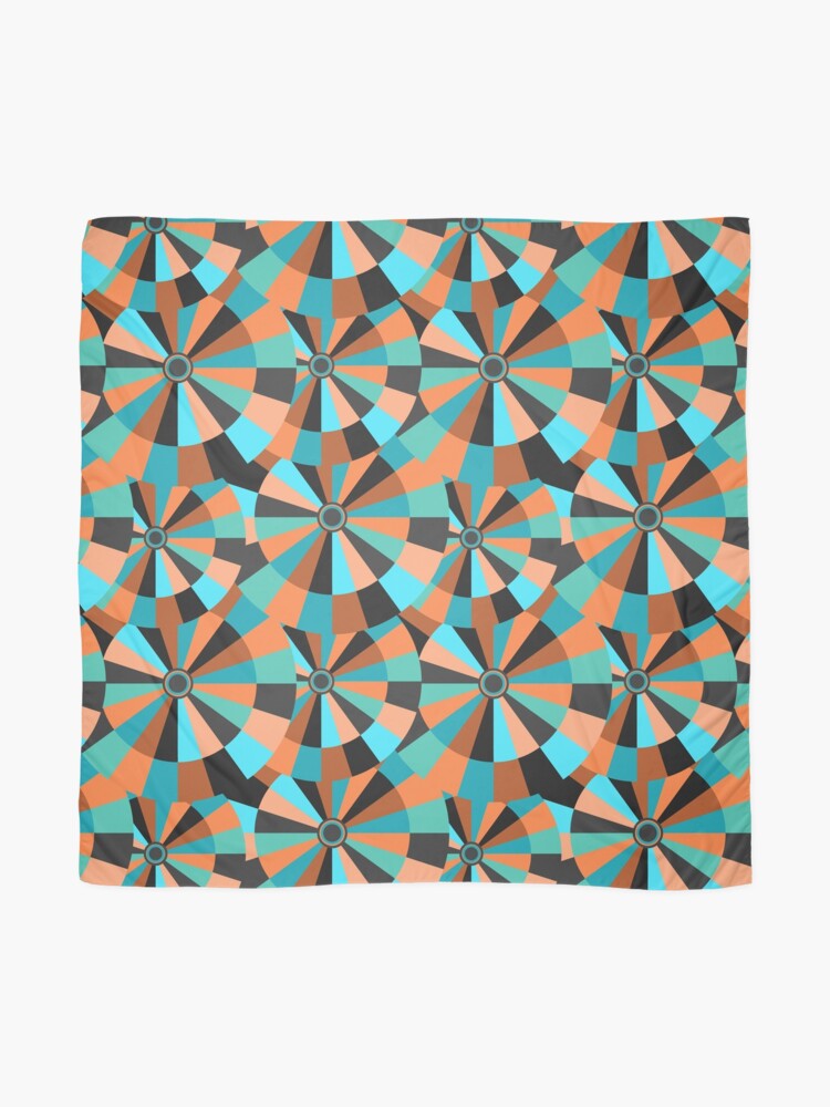 Alternate view of Futurist Circles Aqua and Orange Fantasy Scarf