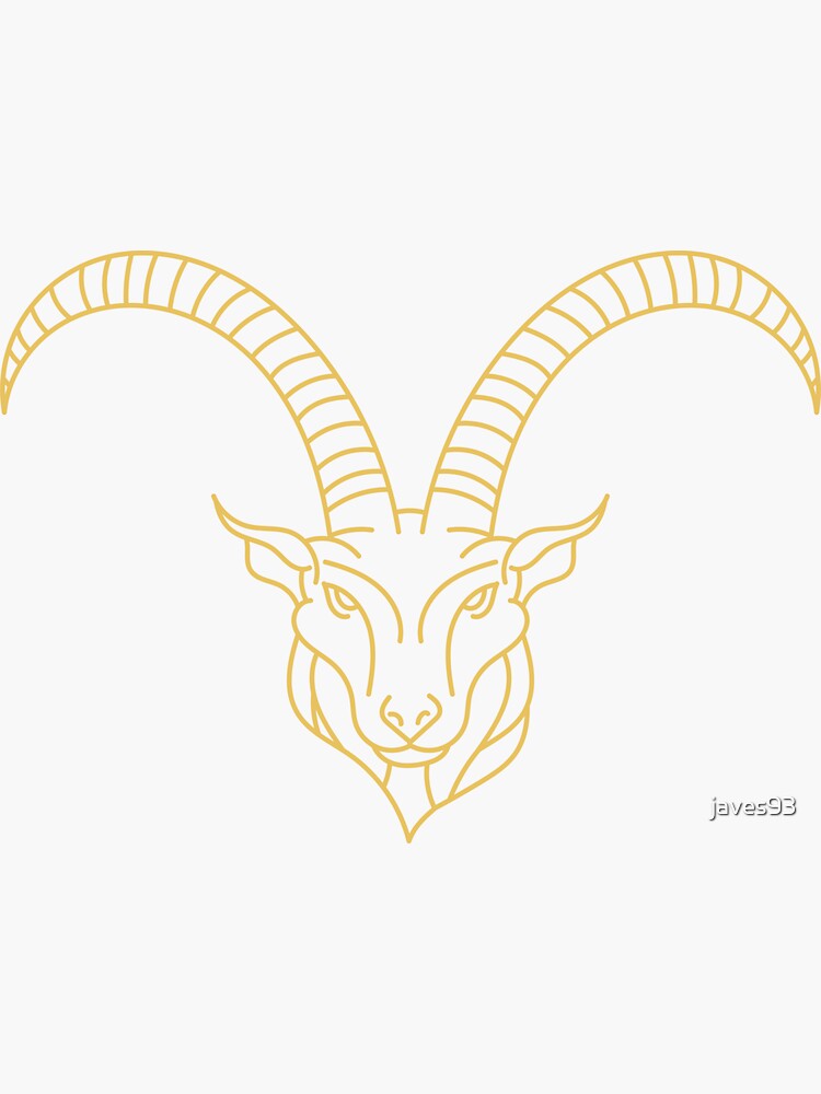 "Simple Capricorn Astrology Zodiac Sign Line Drawing" Sticker by
