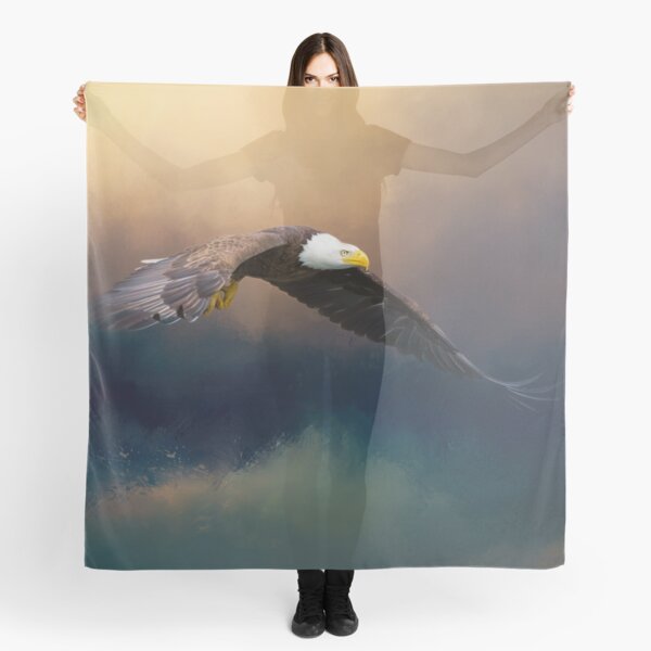 Painting flying american bald eagle Scarf