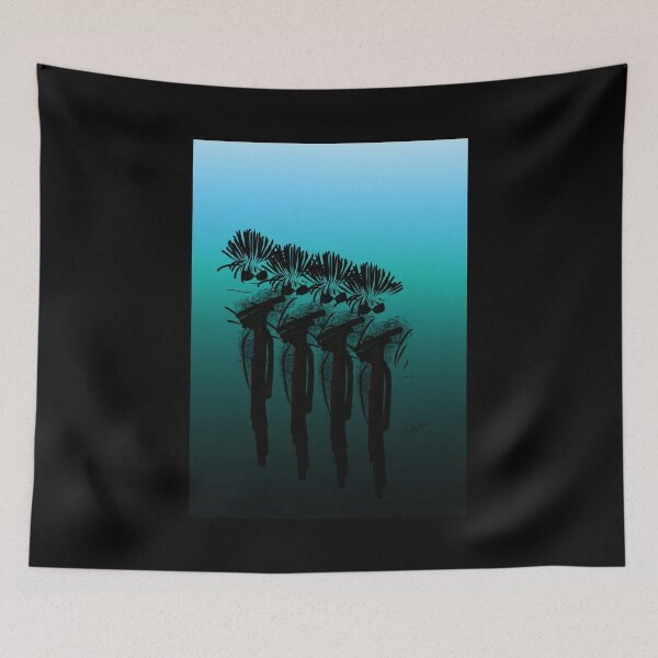 Item preview, Fashion illustration of models in black lace, turquoise to green background  designed and sold by PetaJaneDesigns.
