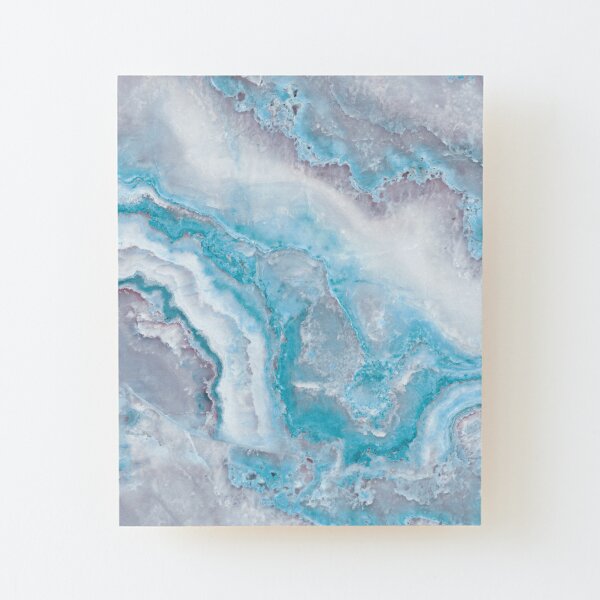 Luxury Mermaid Blue Agate Marble Geode Gem Wood Mounted Print