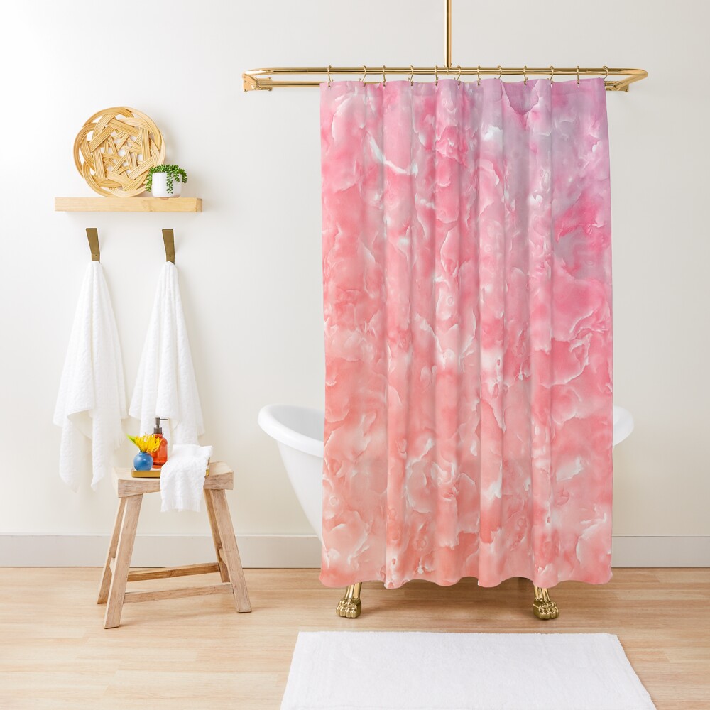 Rose Gold Blush Agate Marble Geode Gem Shower Curtain