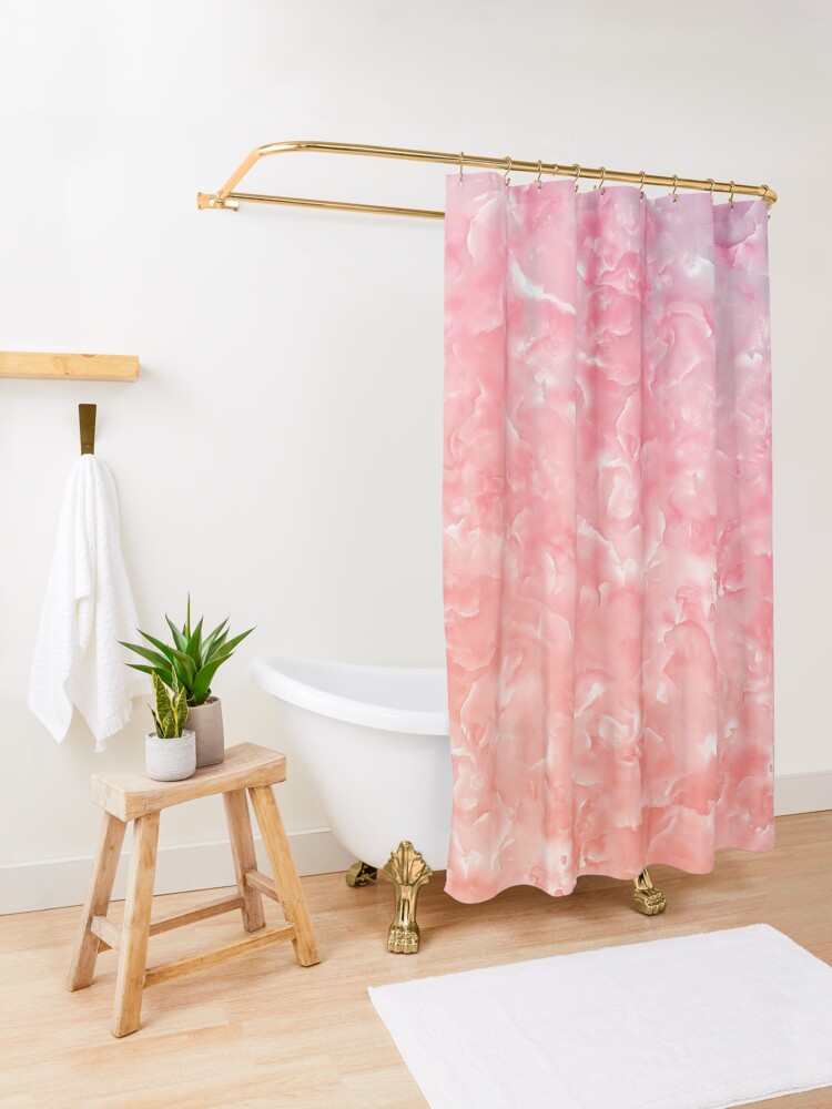 Alternate view of Rose Gold Blush Agate Marble Geode Gem Shower Curtain