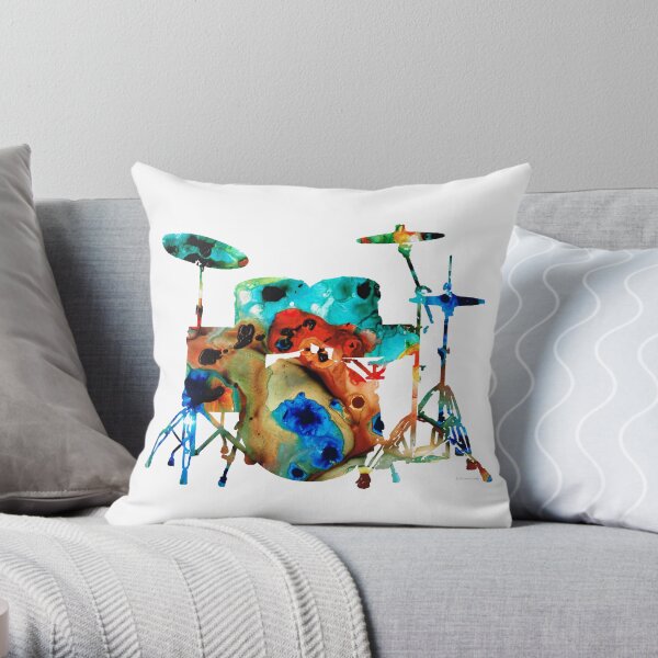 The Drums - Music Art By Sharon Cummings Throw Pillow