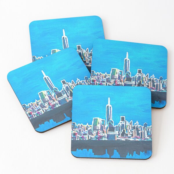 Item preview, Neon Skyline of New York City Manhattan with One World Trade Center designed and sold by artshop77.