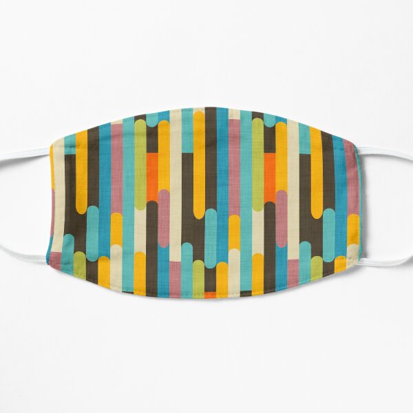 Retro Color Block Popsicle Sticks Blue Flat Mask