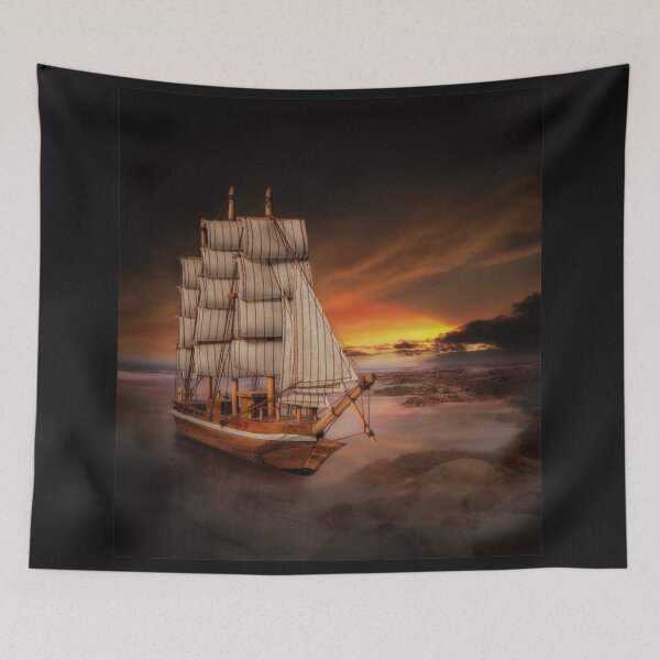 Item preview, Sailboat at Sunset on calm sea designed and sold by RonelBroderick.