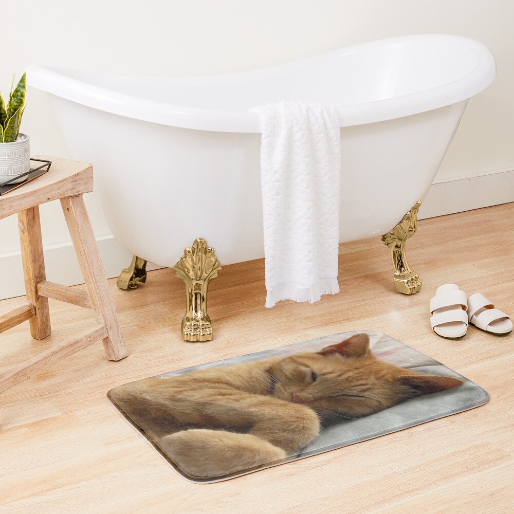 Ginger Cat Sleeping Bath Mat