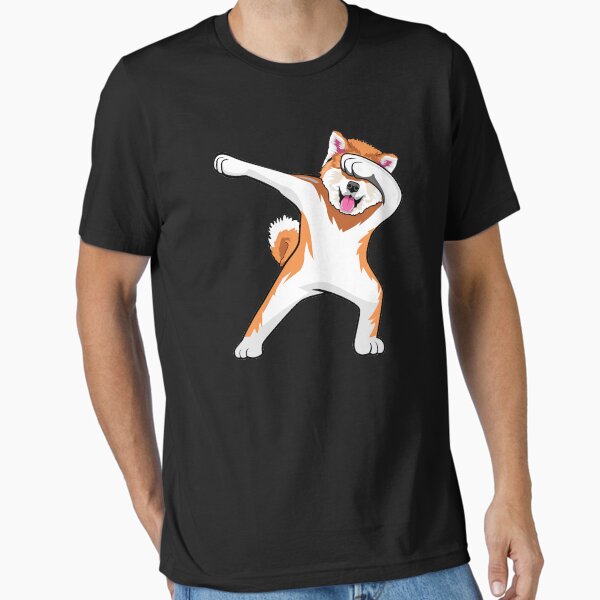 Vista previa del artículo con la obra «Perro bailarín Akita haciendo dabbing», diseñado y vendido por Meliafroggy.