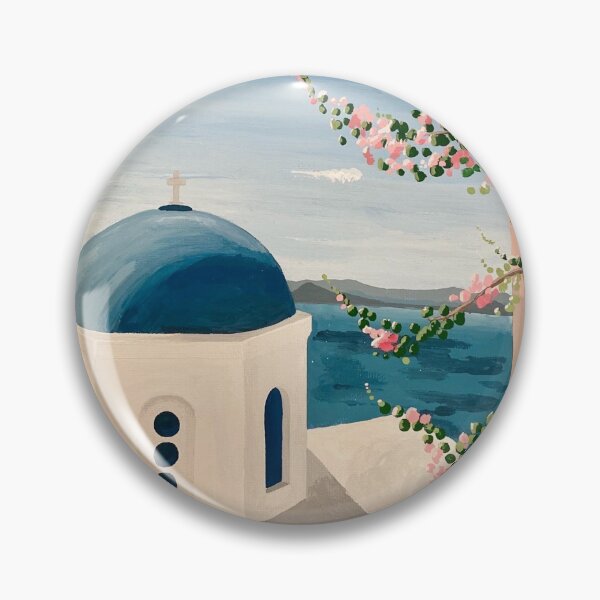 Item preview, Watercolor Santorini Greece Painting designed and sold by Katie Kuzin.