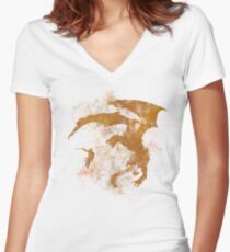 Dragonfight-cooltexture Women's Fitted V-Neck T-Shirt