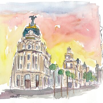 Artwork thumbnail, Gran Via Street Scene Afternoon In Madrid Spain by artshop77
