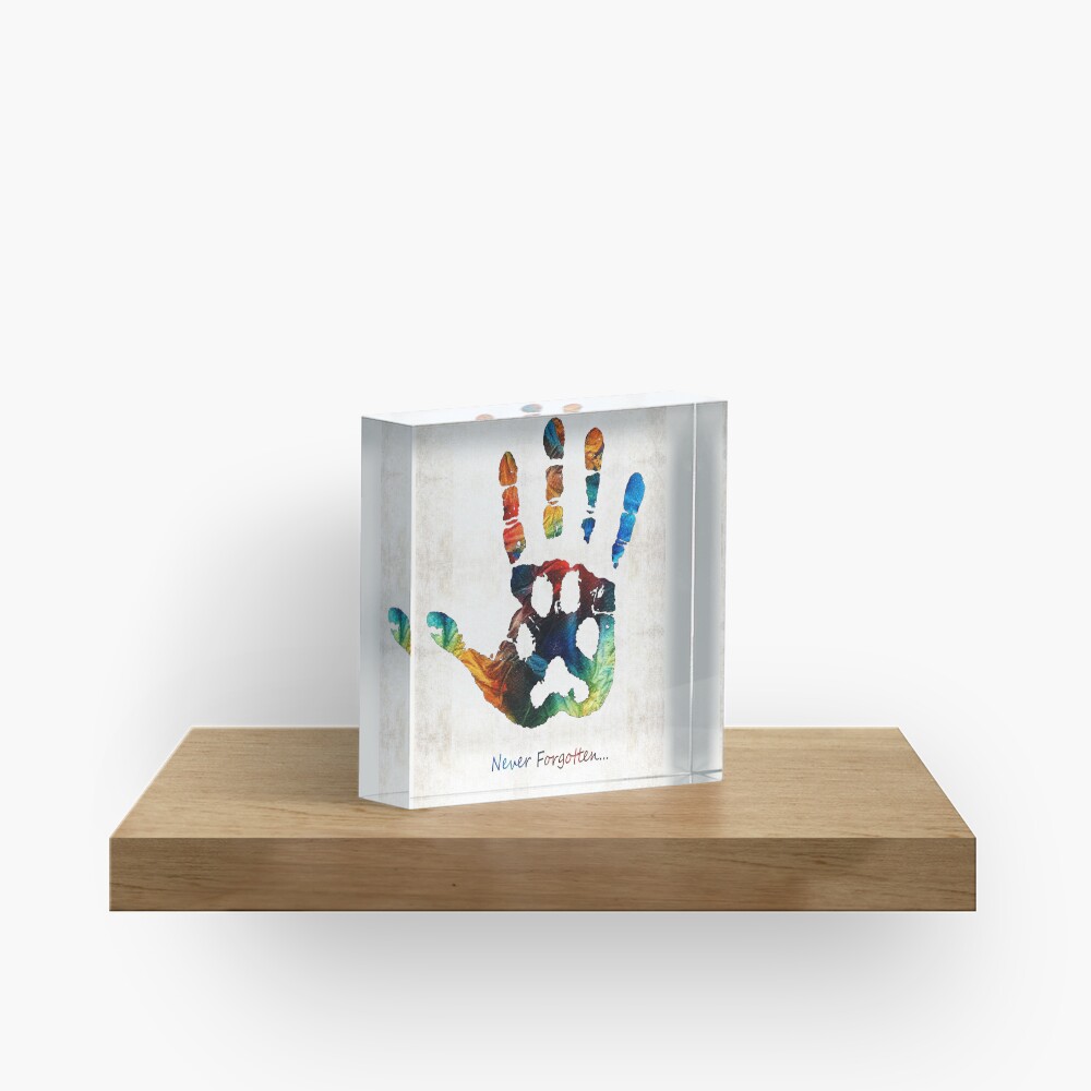 Rainbow Bridge Art - Never Forgotten - By Sharon Cummings Acrylic Block