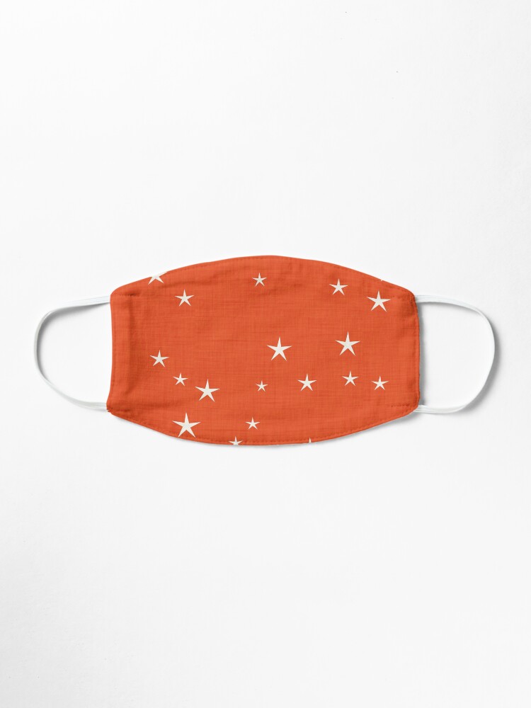 Alternate view of Orange star with fabric texture - narwhal collection Mask