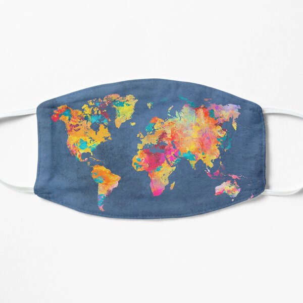 blue world map #map #worldmap Flat Mask