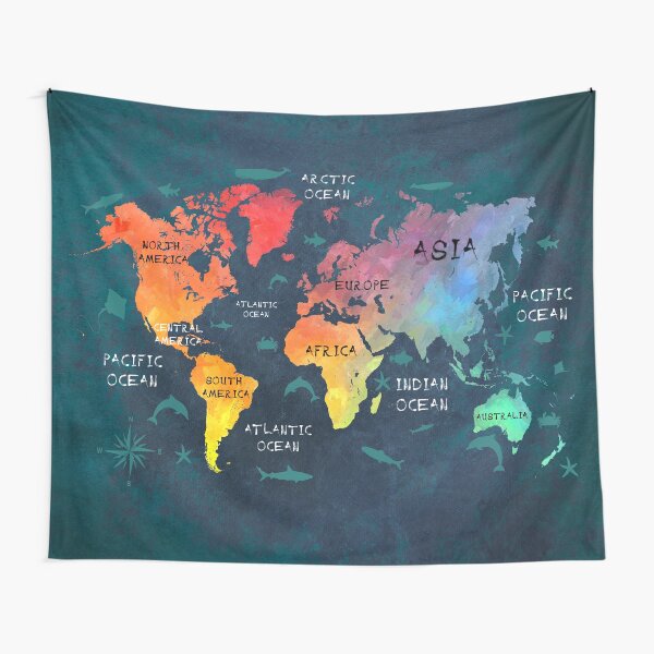 world map 49 color #map #worldmap Tapestry