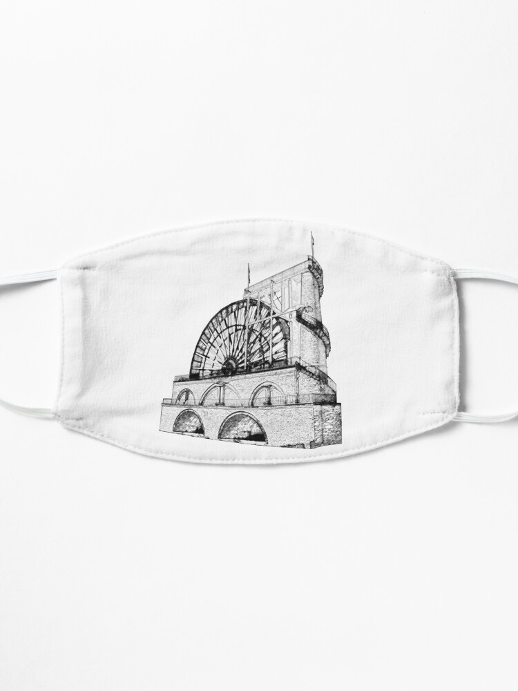 Alternate view of Laxey Water wheel Isle of Man Line Drawing style Mask
