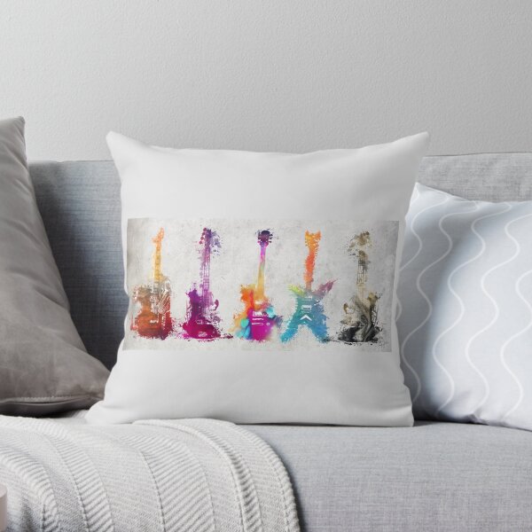 5 guitars #guitar #guitars Throw Pillow