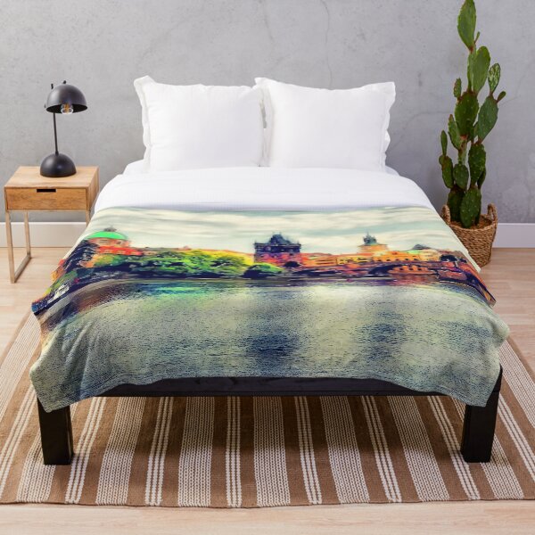 Prague bridge watercolor #prague Throw Blanket
