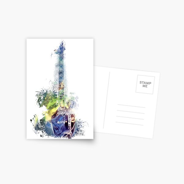 Item preview, Electric guitar watercolor blue yellow designed and sold by JBJart.