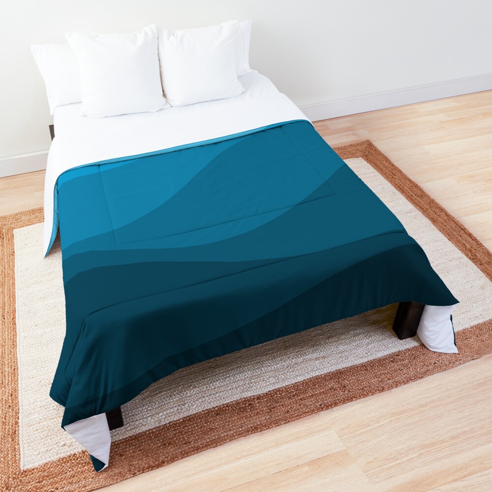Blue wavy ocean Comforter