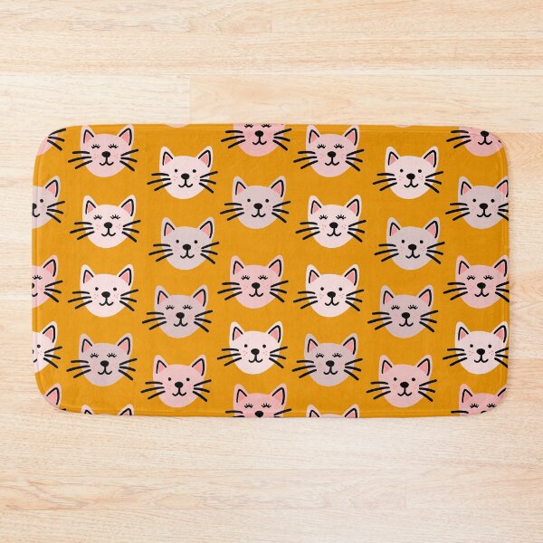 Item preview, Cute cat pattern in yellow mustard designed and sold by bigmoments.