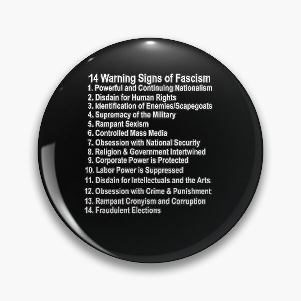 Vista previa del artículo con la obra «14 Señales de advertencia del fascismo Anti Donald Trump Resistir Protestar al fascismo», diseñado y vendido por funnytshirtemp.