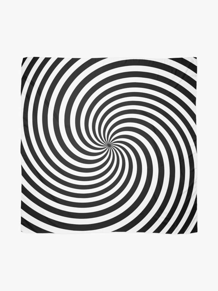 Thumbnail 2 of 3, Scarf, Black And White Op-Art Spiral designed and sold by artsandsoul.