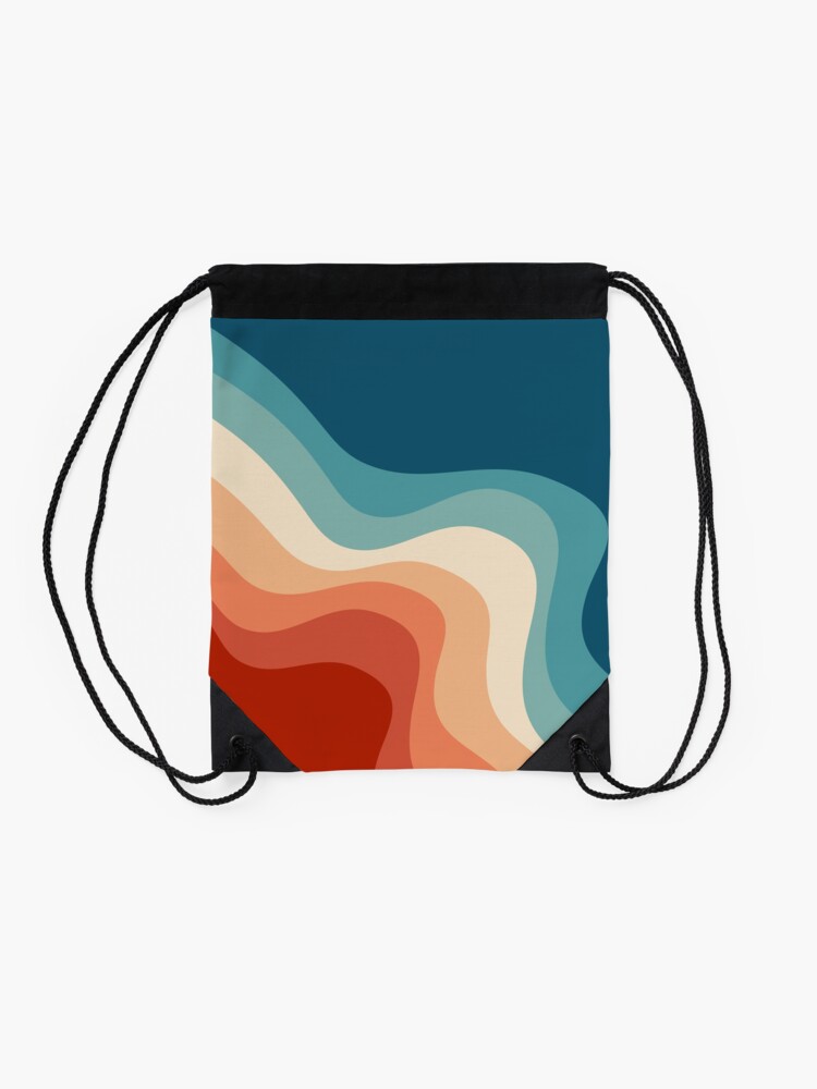 Alternate view of Retro style waves Drawstring Bag