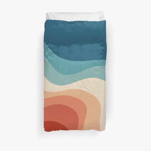 Retro style waves Duvet Cover