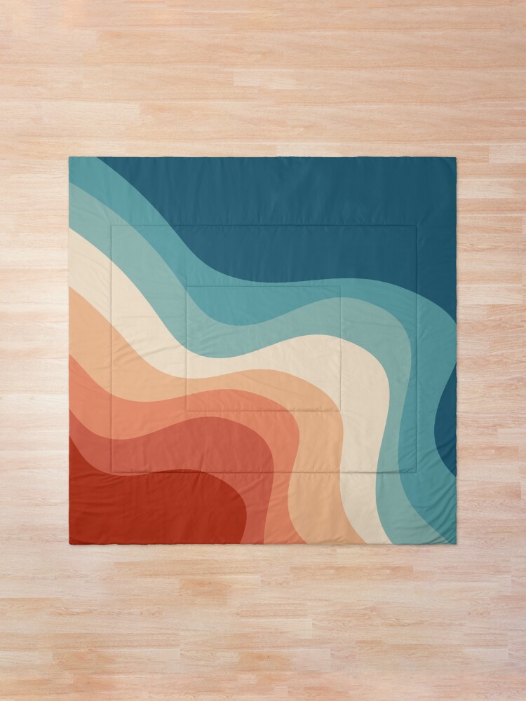 Alternate view of Retro style waves Comforter