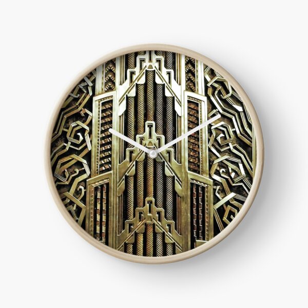 Design art nouveau métallique, vintage, élégant, chic, art nouveau, belle epoque, beau, or, métallique, moderne Horloge