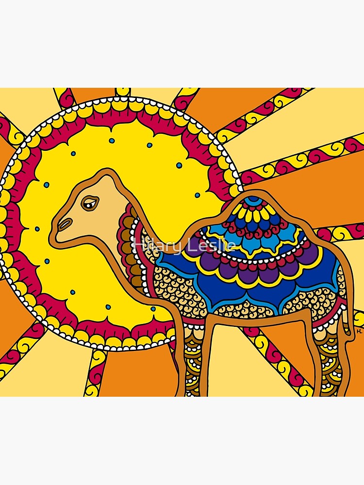 "Camel and Sun Abstract Animal Desert Henna" Tapestry for Sale