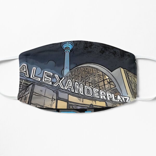 Alexanderplatz - Berlin Nights- black letter block Flat Mask