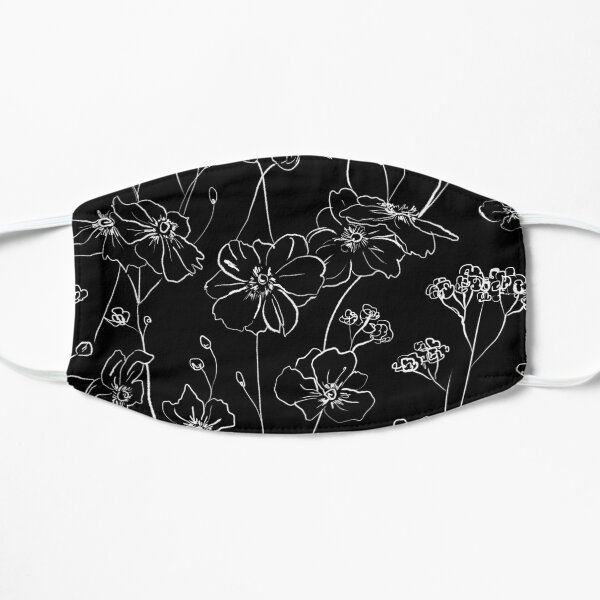 Black Wild Roses Flat Mask
