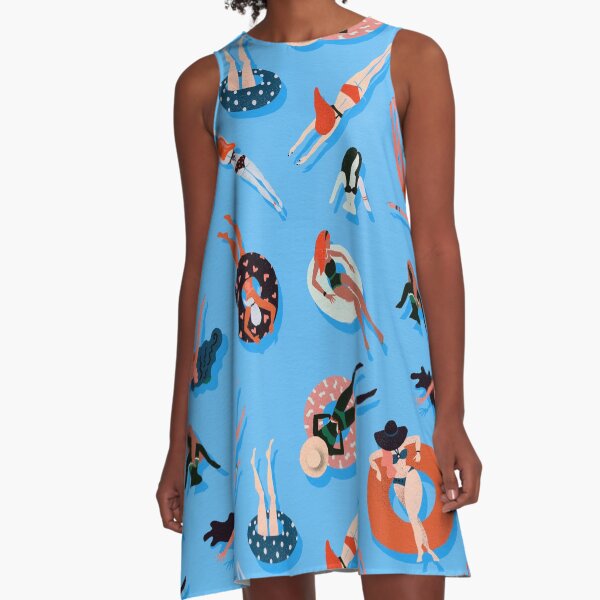 Artikel-Vorschau von Schwimmende Damen - Coral & Blue Palette, designt und verkauft von Cat Coquillette.