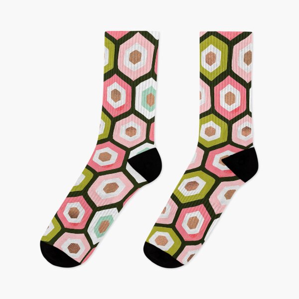 Artikelvorschau, Hexagon-Wabenmuster - Pink Sage & Rose Gold entworfen und verkauft von Cat Coquillette.
