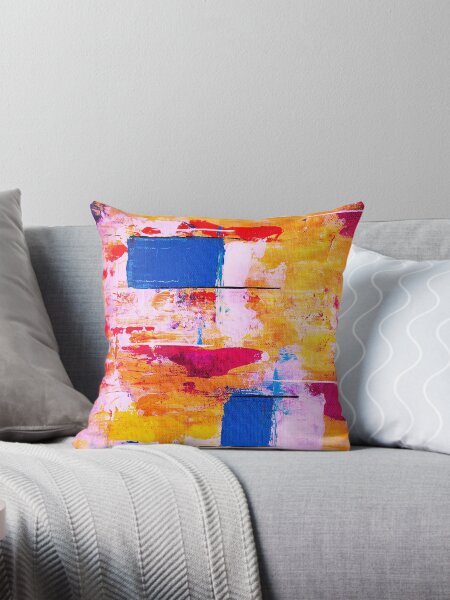 Item preview, Abstract Expressionism Art Painting Red Orange with Blue Squares designed and sold by allhistory.