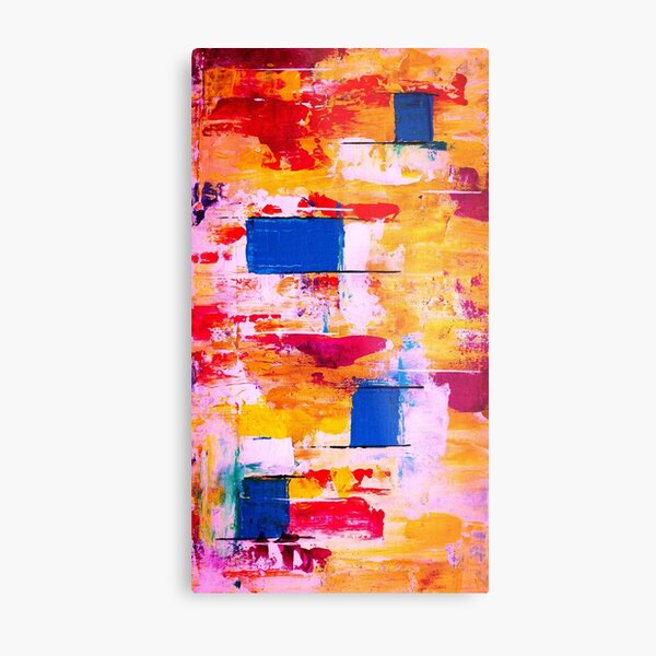 Item preview, Abstract Expressionism Art Painting Red Orange with Blue Squares designed and sold by allhistory.